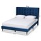Baxton Studio Gothard  Navy Blue Velvet Upholstered and Dark Brown Finished Wood King Size Platform Bed 215-12366-ZORO - alternate 10